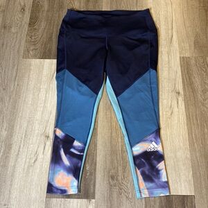 ADIDAS Primegreen womens Aeroready blue block athletic leggings size 1X